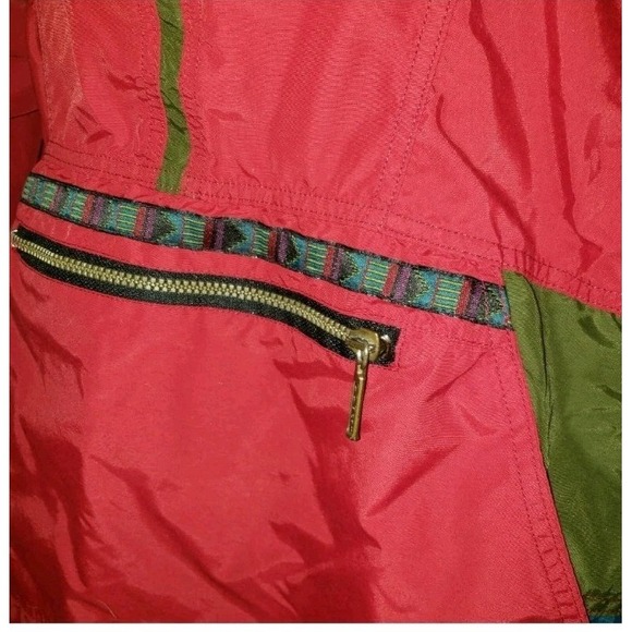 Vtg  LL Bean Anorak Windbreaker Pullover Hooded Jacket Aztec Wine Women's‎ M USA - Picture 4 of 7